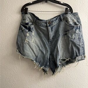 Ashley Stewart Blue Distressed Jean Shorts